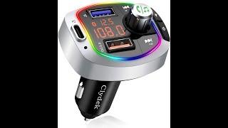 Clydek Bluetooth FM Transmitter, Car Bluetooth Adapter/Radio Transmitter with 6 Color LED-Backlit,