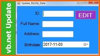 VB NET - How To Update MySQL DataBase Data In Visual Basic .Net [ with source code ]