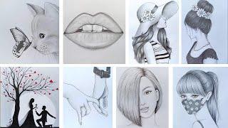 8 easy drawing ideas (Part -5 ) || Pencil sketch Tutorials || Art Videos