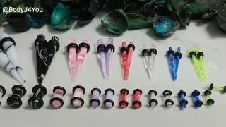 BodyJ4You Gauges Ear Stretching Kit GK0185 | Sizes 14G-0G Multicolor Marble Acrylic Taper Plug