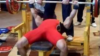 Roman Eremashvili RAW bench press 195 kg ,67.5 kg."IRONCHALLENGE AT THE FOOT OF THE MOUNTAINS" 2013.