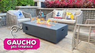 Fire pit table - luxury rectangular gas concrete fireplace + table 140x70 cm GAUCHO gray