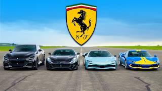 Ferrari Purosangue v 812 v SF90 v 296 GTB: DRAG RACE