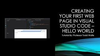 VSCode Tutorial: How to Create your first web page in Visual Studio Code - Hello World