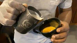 How to hold a coffee Pitcher & Cup for latte Art