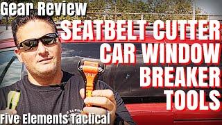 SEAT BELT CUTTER and CAR WINDOW BREAKER REVIEW - EMERGENCY VEHICLE ESCAPE TOOL - RESQME LIFE HAMMER