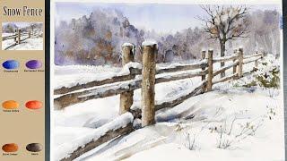 Basic Landscape Watercolor - Snow Fence ( sketch & color mixing) NAMIL ART