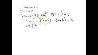 find and simplify f(x+h)