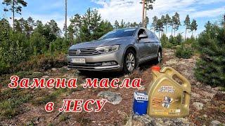 Замена масла в лесу. Так я ещё не менял масло! Volkswagen Passat B8 1.6 TDI.