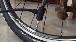 How to inflate a bicycle tire with a Presta valve adaptor + floor pump by Giant