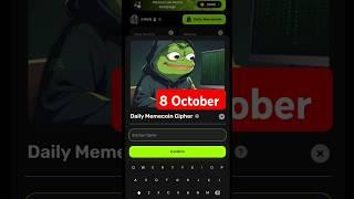 Memes Daily Memecoin Cipher code Daily Cipher Code 8 October| #memes #combo #airdrop