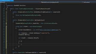 Consume Web API in ASP.Net Core MVC: Finishing Get Countries 14/40