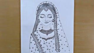 How to Draw a Traditional Bride / pencil sketch