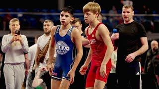 U15 Albert Pikulskiy (IRL) vs Atticus Salinas (USA) 48kg. Freestyle boys wrestling tournament.