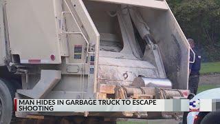 Victim escapes shooting thanks to garbage truck