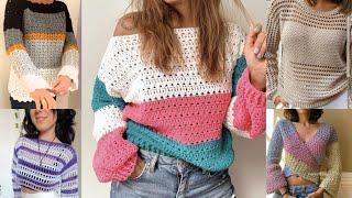 Crochet crop top sweater||Most beautiful and stylish Crochet tops