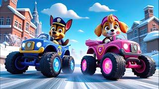 Paw Patrol Ultimate Rescue | CHASE vs SKYE in a Winter Monster Truck Battle!|Funny Story | Rainbow 3