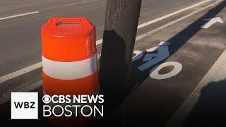 New Newton bike lane blocked by utility poles