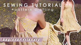 No Pattern needed! Open Back Tiered Dress With Scrunchie Straps | Sewing Tutorial |