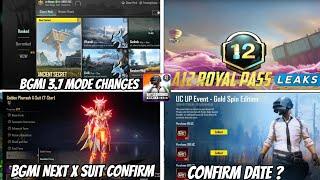  Bgmi 3.7 Update Leaks | Bgmi Next X Suit | A12 Royal Pass | Bgmi Next Mythic Forge & Uc Up Event