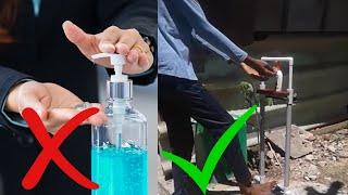 Foot operated sanitizer dispenser | handsfree sanitizer dispenser | homemade | in tamil