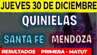 Quinielas Primera y matutina de Santa fé y Mendoza Jueves 30 de Diciembre