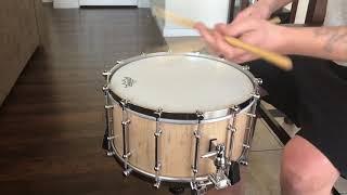 Sun Coast Custom / Hollowed Log True-Solid Maple Snare Drum with 14 Lugs