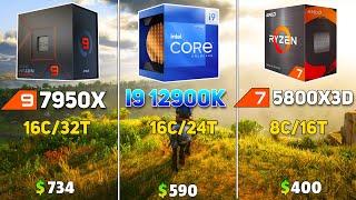 Ryzen 9 7950X vs i9 12900K vs 5800X3D Benchmark with RTX 3090Ti | Test in 14 Games |