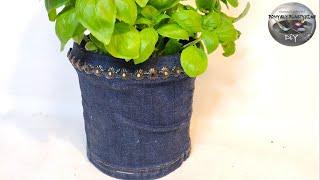 ​How to make a jeans flowerpot out of a bucket - DiY Art Ideas