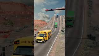 School Bus & Cargo Van vs Giant Hammer - BeamNG.drive