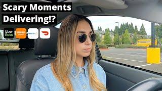 DoorDash, Uber Eats, GrubHub, Walmart Spark Driver Ride Along | Scary Moments Delivering!?