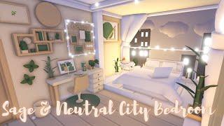 Sage Green & Neutral City Bedroom | Roblox Adopt Me Speedbuild