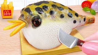 Best Japanese Food Recipe | Amazing Miniature Fried Crispy Fugu Puffer Fish | Lily Tiny Cooking