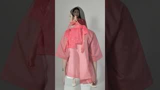 Coral pink shirt, embroidered shirt for women relaxed fit