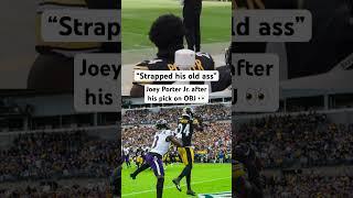 Steelers CB Joey Porter Jr. mic’d up after his clutch INT ️