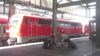 Germany: DB Regio class 111 electric loco leaves Stuttgart Hbf on a service to Tubingen