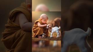 little cute monk with cute 