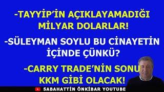 TAYYİP'İN AÇIKLAYAMADIĞI MİLYAR DOLARLAR?.SOYLU BU CİNAYETİN İÇİNDE ÇÜNKÜ?.CARRY TRADE'NİN SONU KKM!