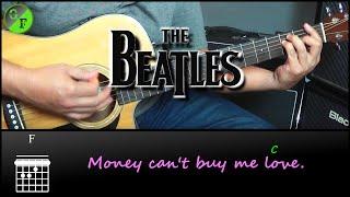  The Beatles - CAN'T BUY ME LOVE  PLAY ALONG Chords & Lyrics on screen | Guitar Tutorial.