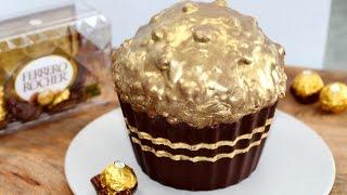 Giant Ferrero Cupcake! Huge Ferrero Rocher Cupcake Recipe | My Cupcake Addiction