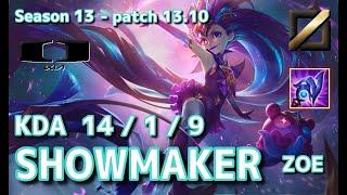 【KRサーバー/C1】DK Showmaker ゾーイ(Zoe) VS イレリア(Irelia) MID - Patch13.10 KR Ranked【LoL】