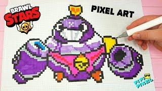 BRAWL STARS -ТИК из БРАВЛ СТАРС  РИСУНКИ ПО КЛЕТОЧКАМ - PIXEL ART