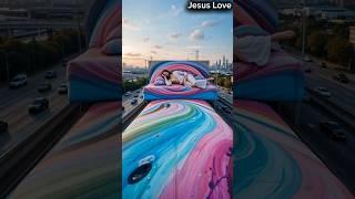 "God Rest in a World A Massive Urban Artwork of Jesus on a Giant Freeway Bed” #jesus #jesuslovesyou