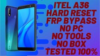 itel a36-hard reset-frp bypass-remove google account-remove pattern code-no pc-no box-working 100%