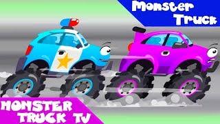 Monster Truck And Police Car Racing - New Cartoon For Kids