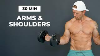 30 Min ARMS AND SHOULDERS Workout with DUMBBELLS at Home