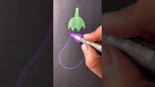 Easy way to draw eggplant #shorts #art