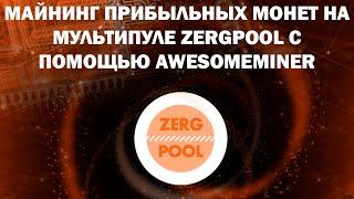 Майнинг прибыльных монет на мультипуле zergpool с помощью awesomeminer