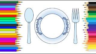 Bolalar uchun idish-tovoq rasmini oson chizish | Easy to draw a picture of dishes for children