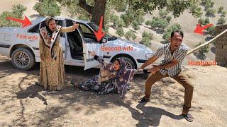 morad:The husband plans to go shopping in the city and opposes taking his second wife with him.